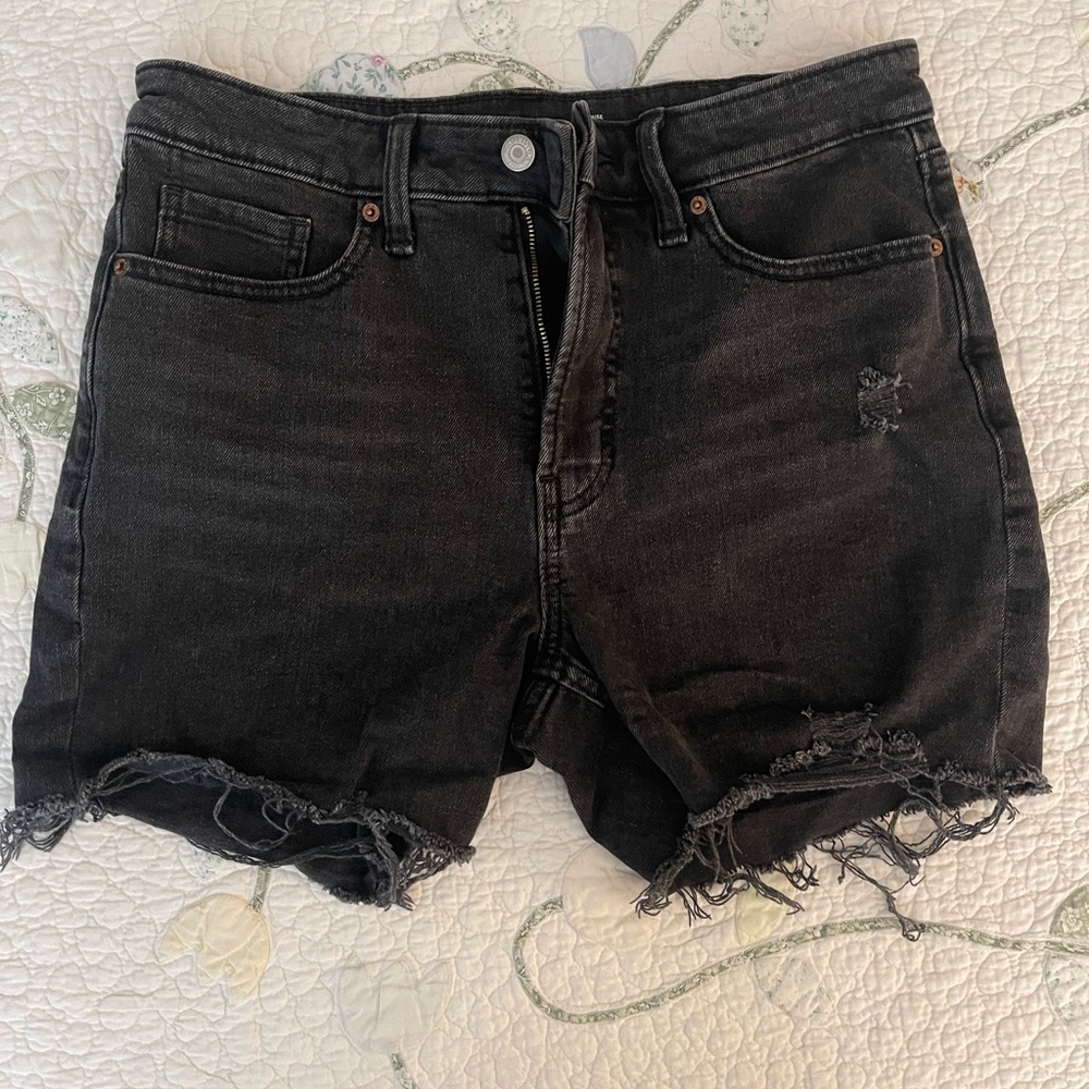 Old Navy Black Distressed Denim Jean Shorts